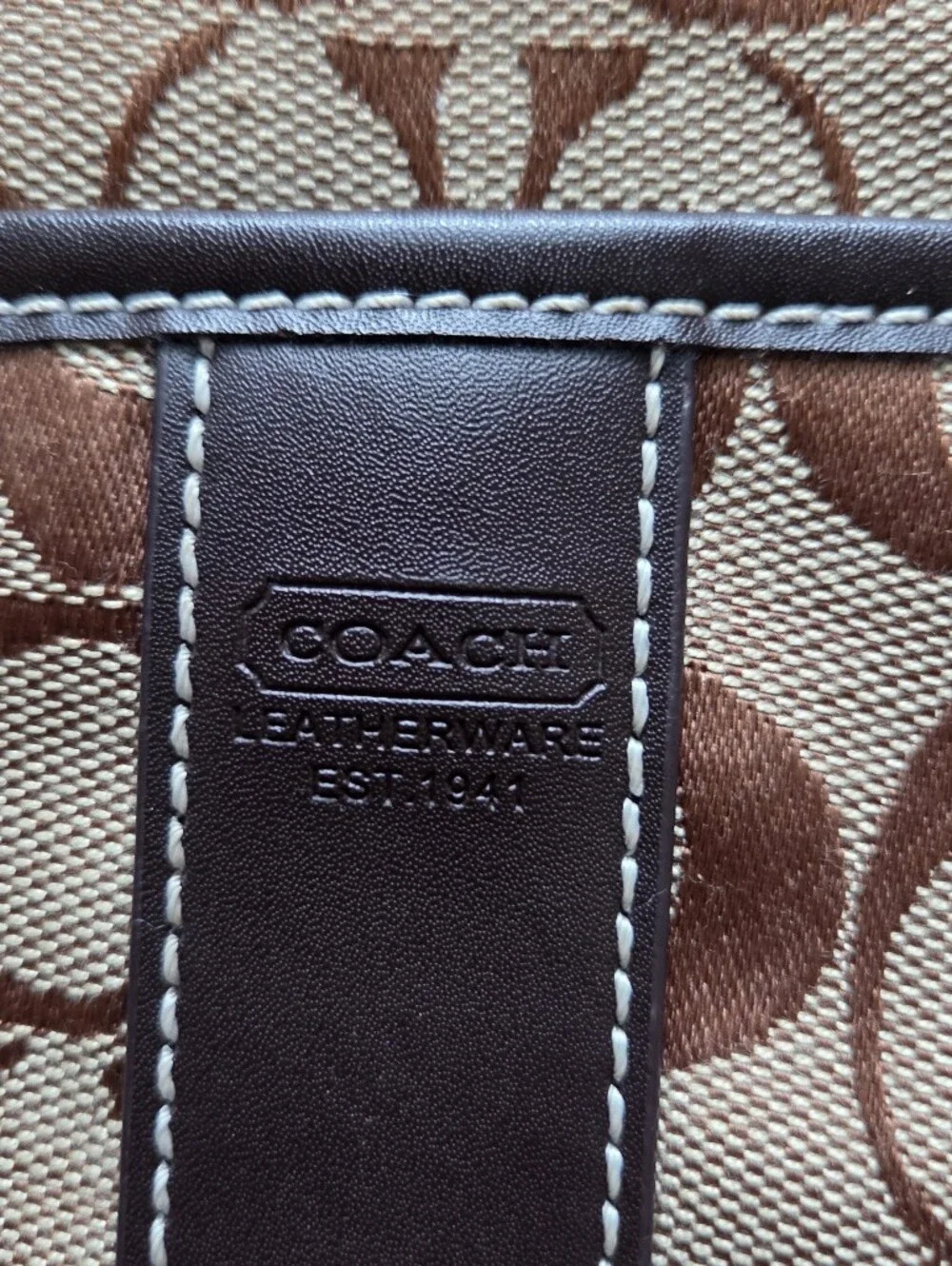 Vintage COACH Signature Stripe Swingpack Crossbody Bag In Brown